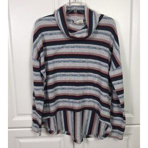Saturday Sunday by Anthropologie Size M Turtleneck Sweater Ribbed Striped Soft